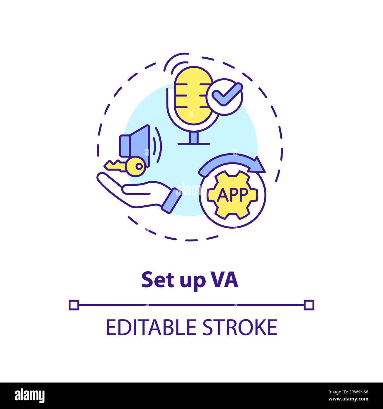 2D customizable set up VA line icon concept Stock Vector