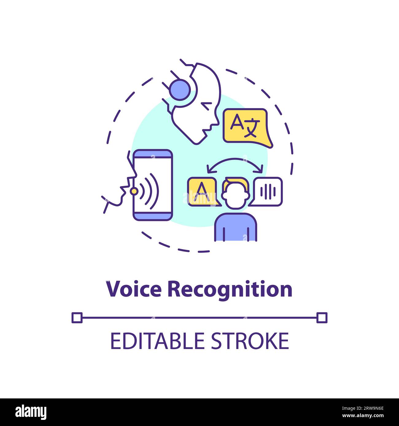 2D customizable voice recognition line icon concept Stock Vector