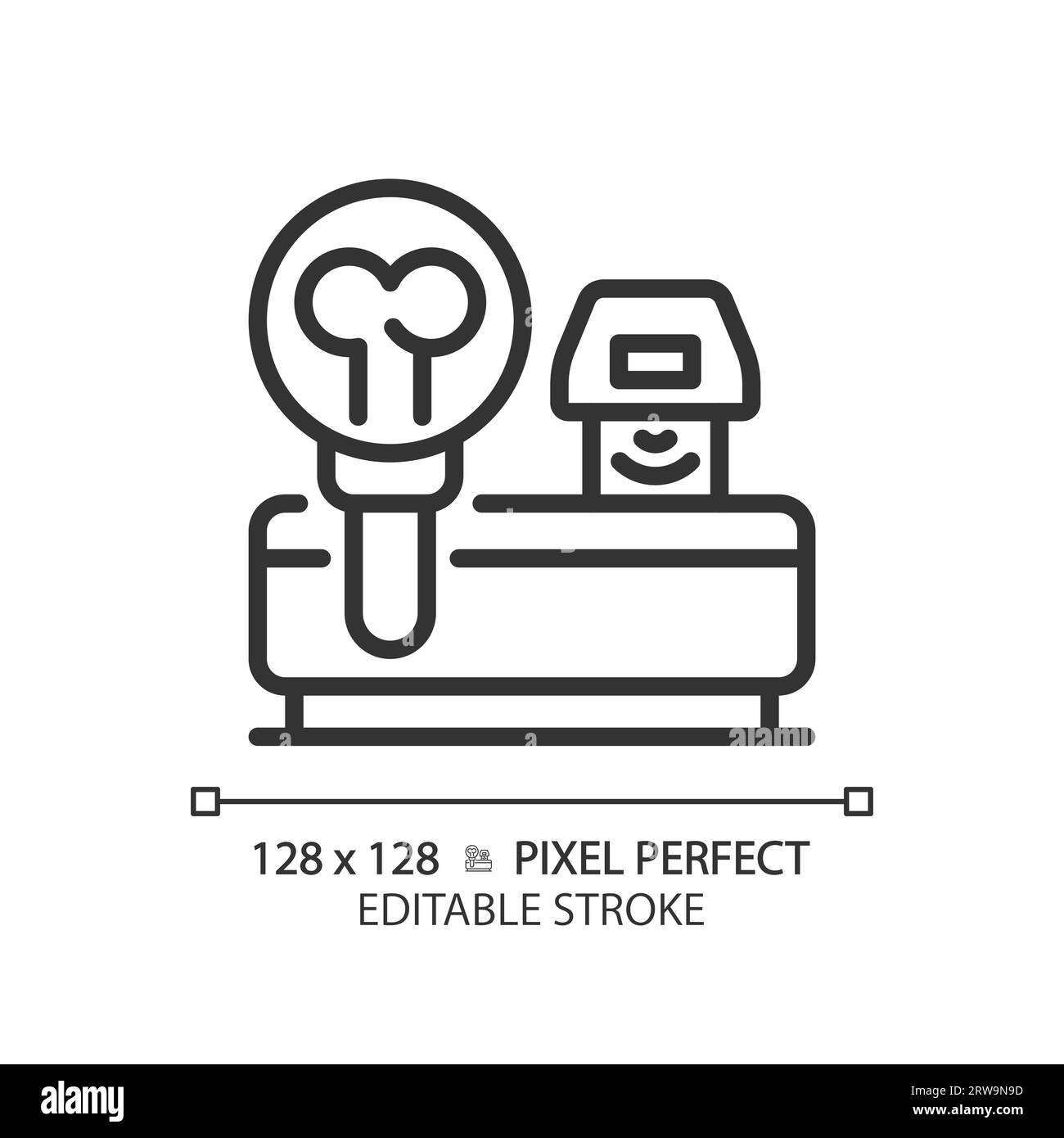 Bone densitometer pixel perfect linear icon Stock Vector