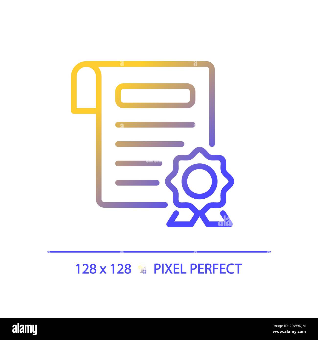 2d certificate thin linear gradient icon stock vector image art alamy