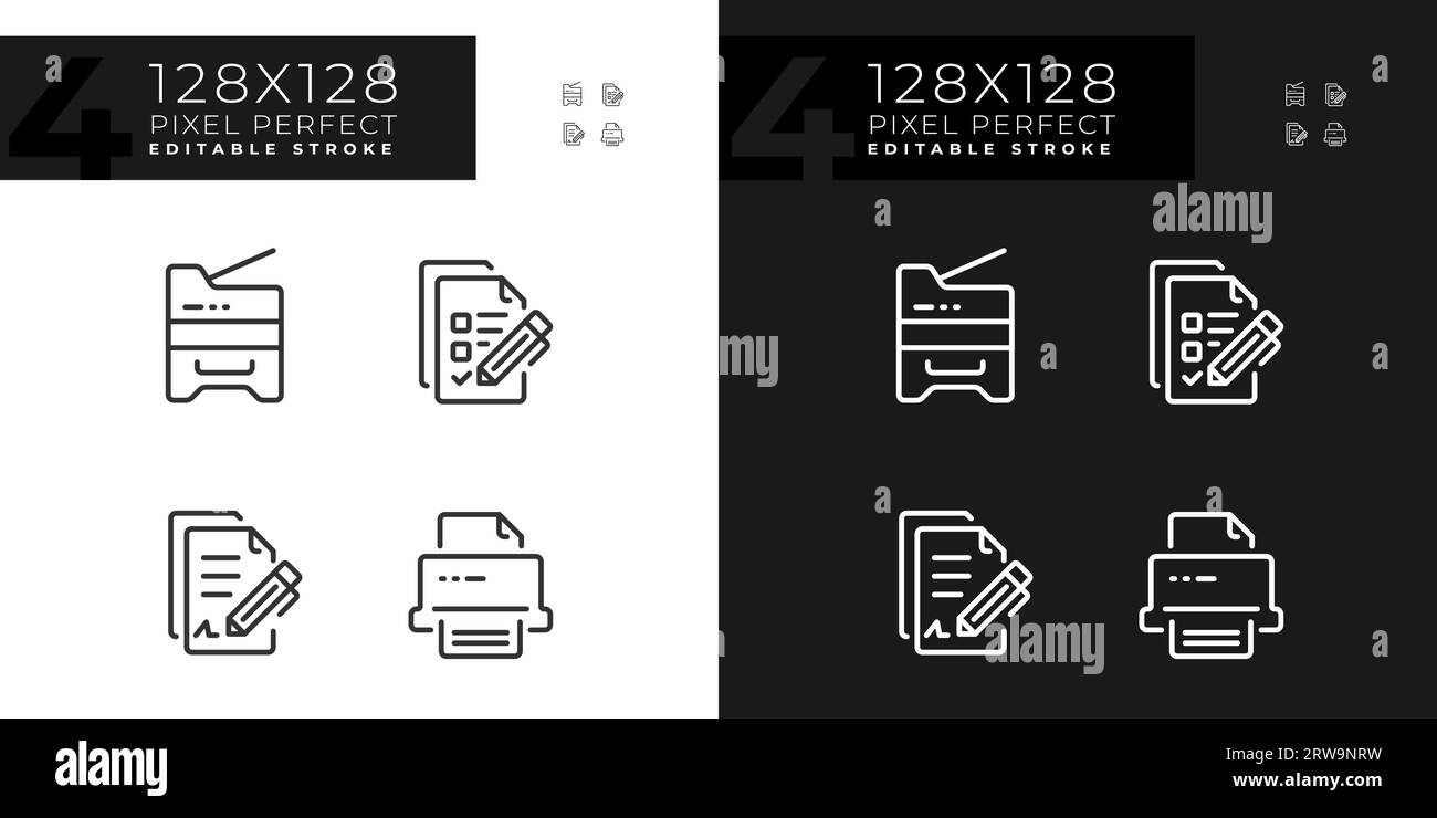 Pixel perfect dark and light document icons set Stock Vector Image ...