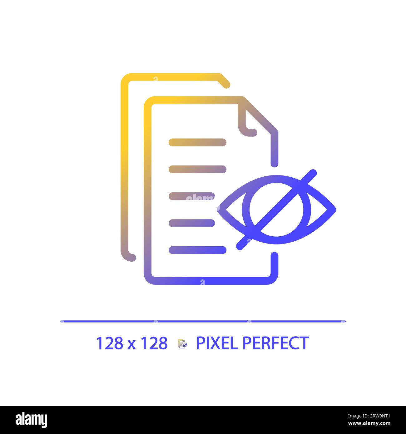 2D confidential document thin linear gradient icon Stock Vector