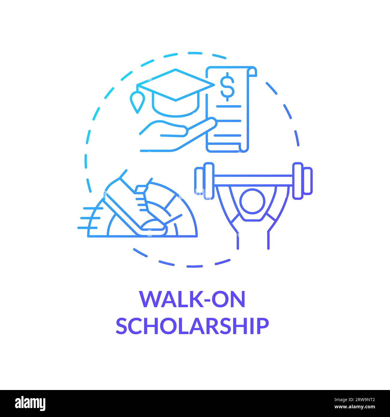 2D walk-on scholarship gradient thin line icon concept Stock Vector