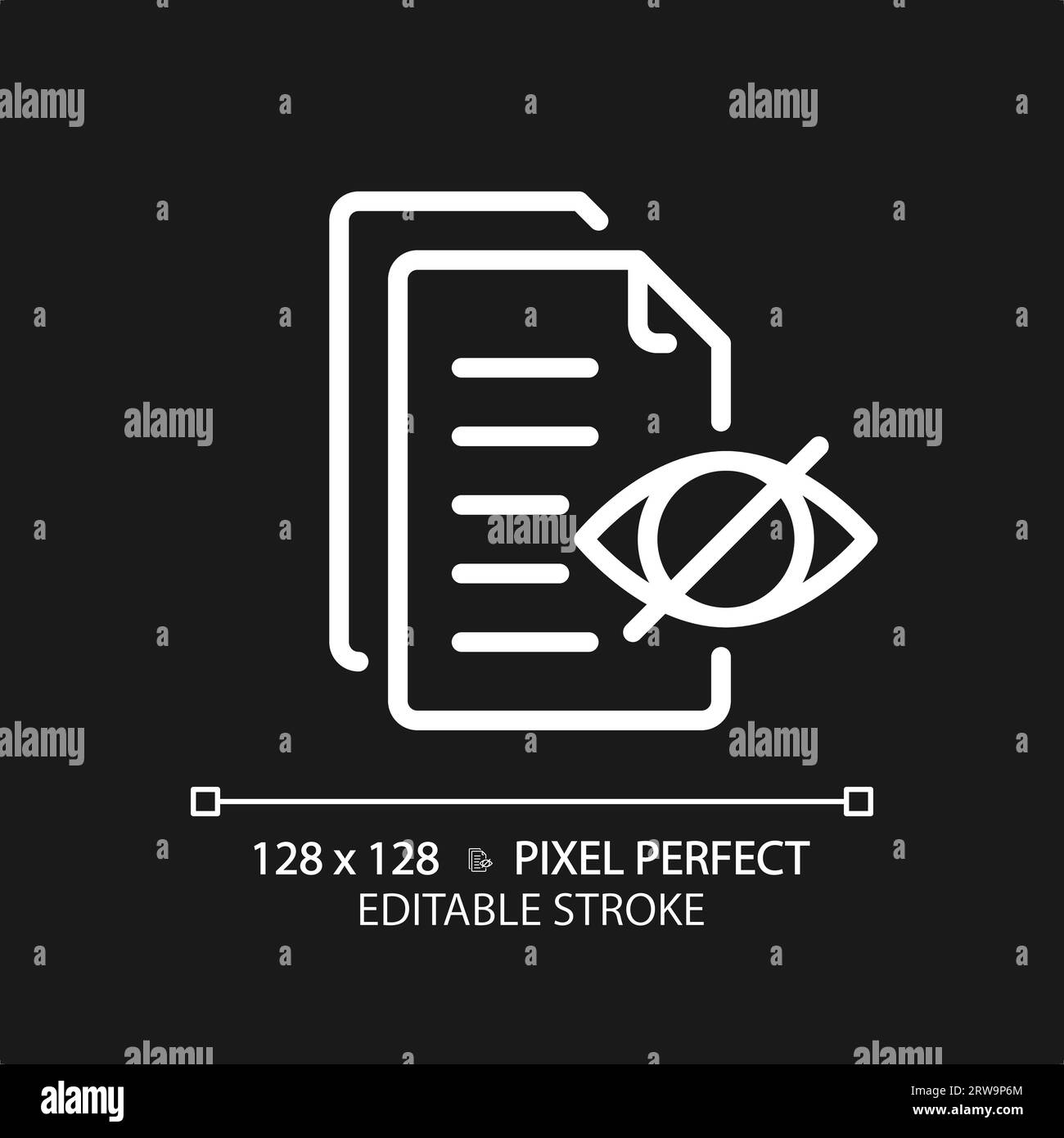 2D customizable confidential document thin linear white icon Stock Vector