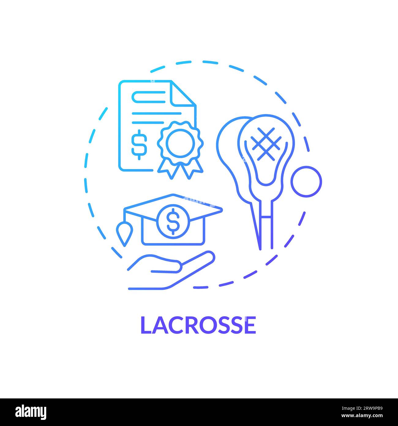 2D lacrosse gradient thin line icon concept Stock Vector