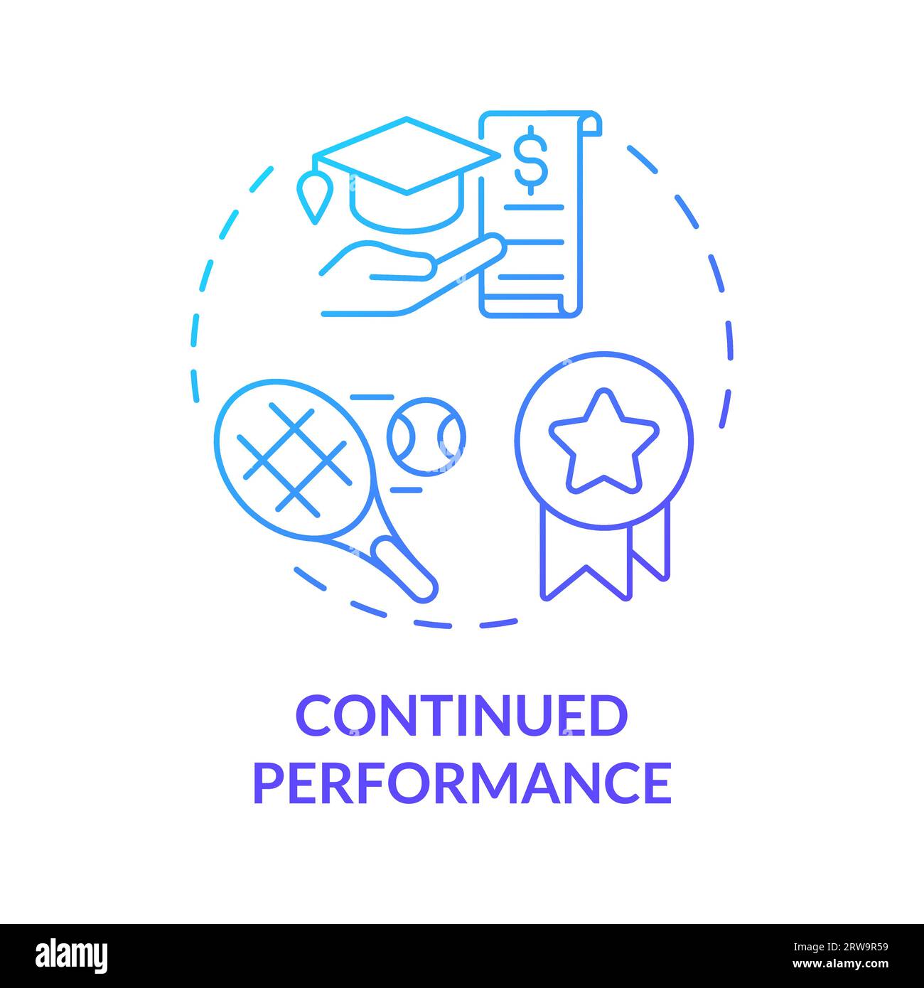 2D continued performance gradient thin line icon concept Stock Vector