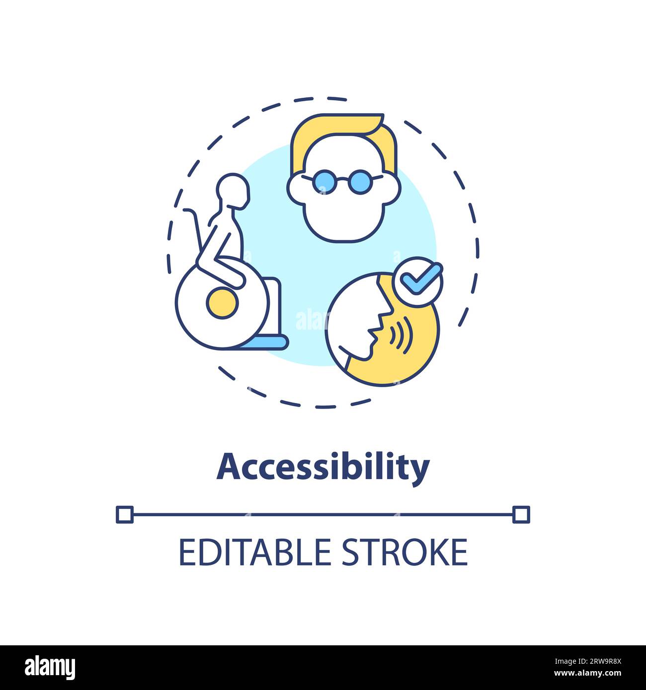 2D customizable accessibility line icon concept Stock Vector