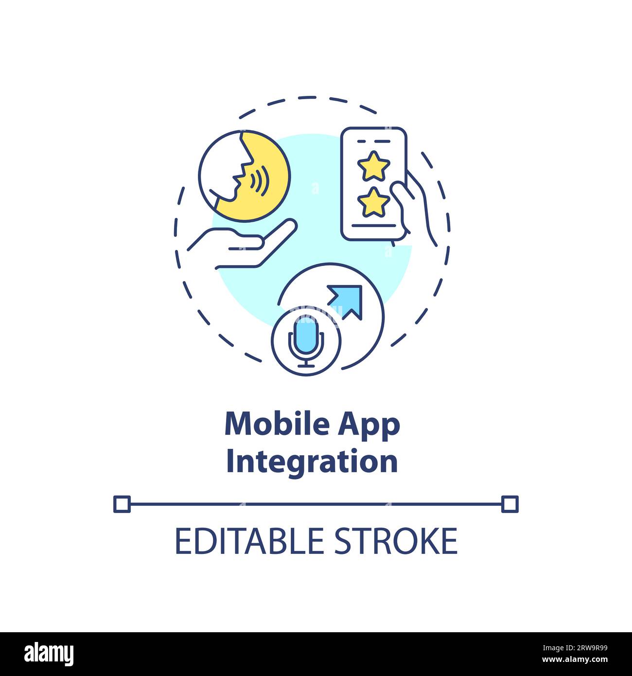 2D customizable mobile app integration line icon concept Stock Vector