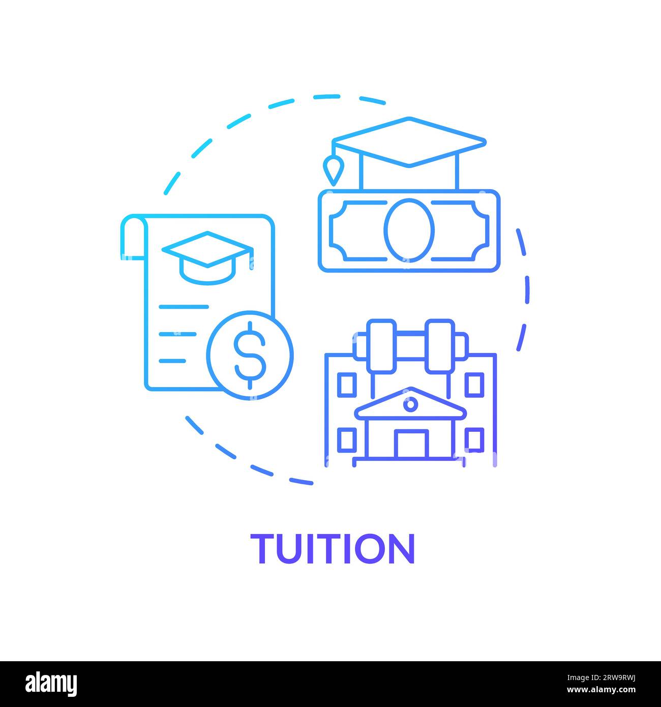 2D tuition gradient thin line icon concept Stock Vector
