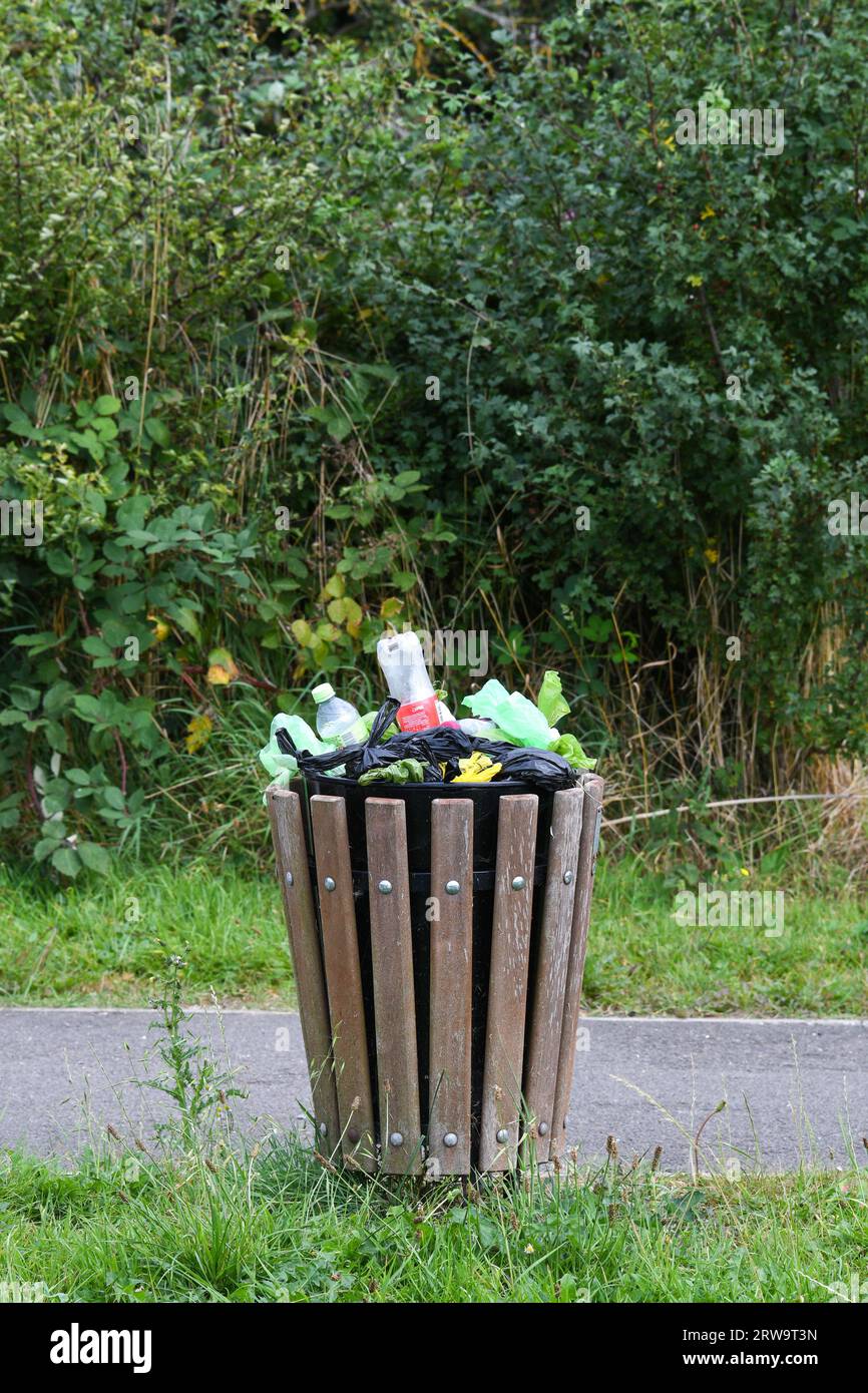 small bin full of rubbish Stock Photo