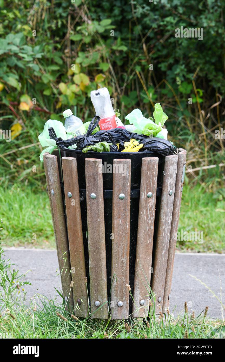 small bin full of rubbish Stock Photo