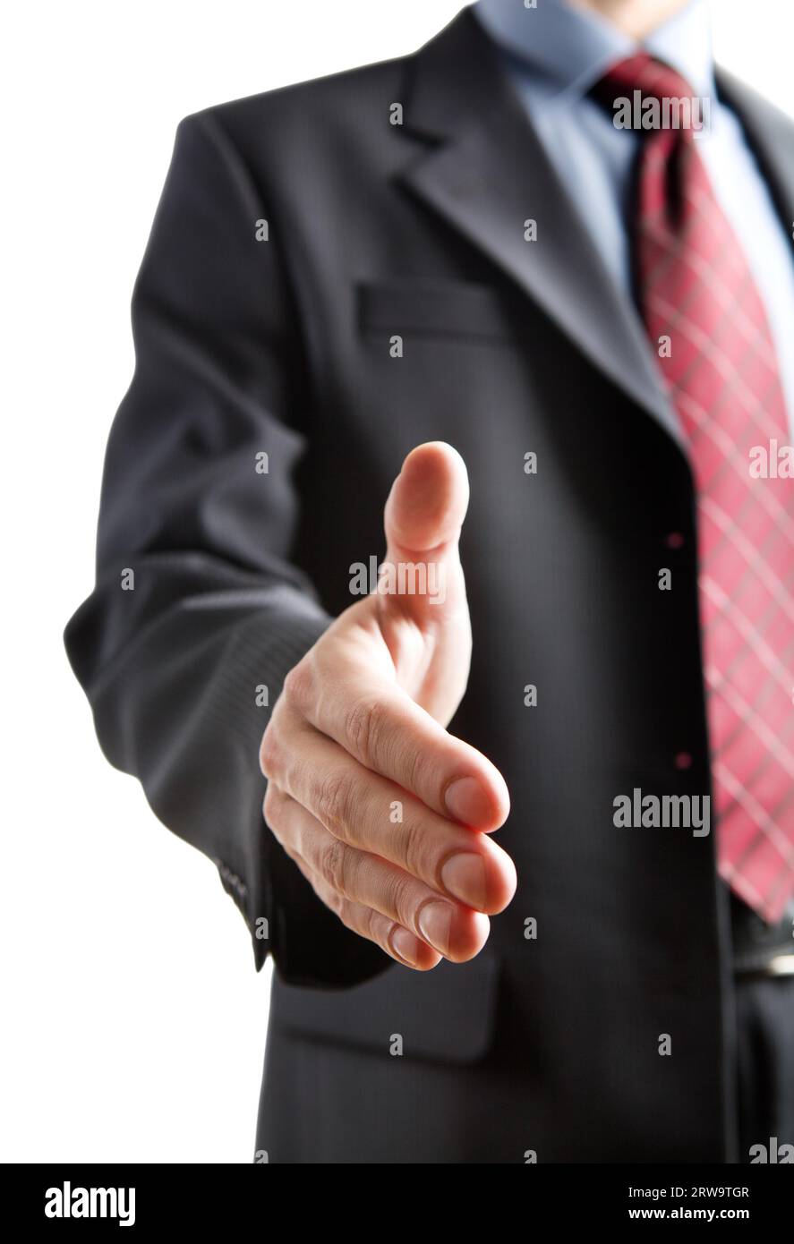 Businessman ready for a handshake isolated on white background Stock Photo