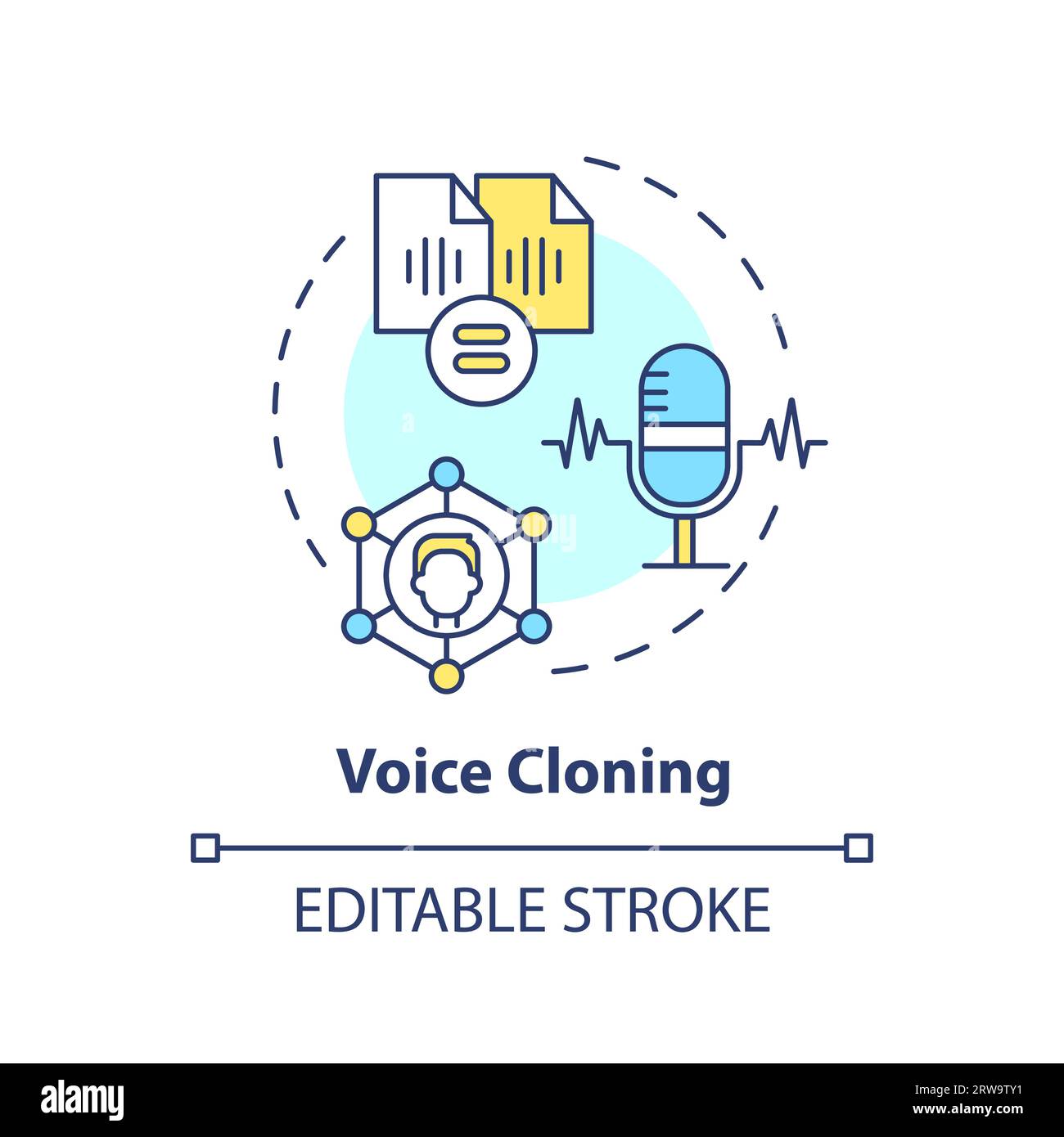 2D customizable voice cloning line icon concept Stock Vector