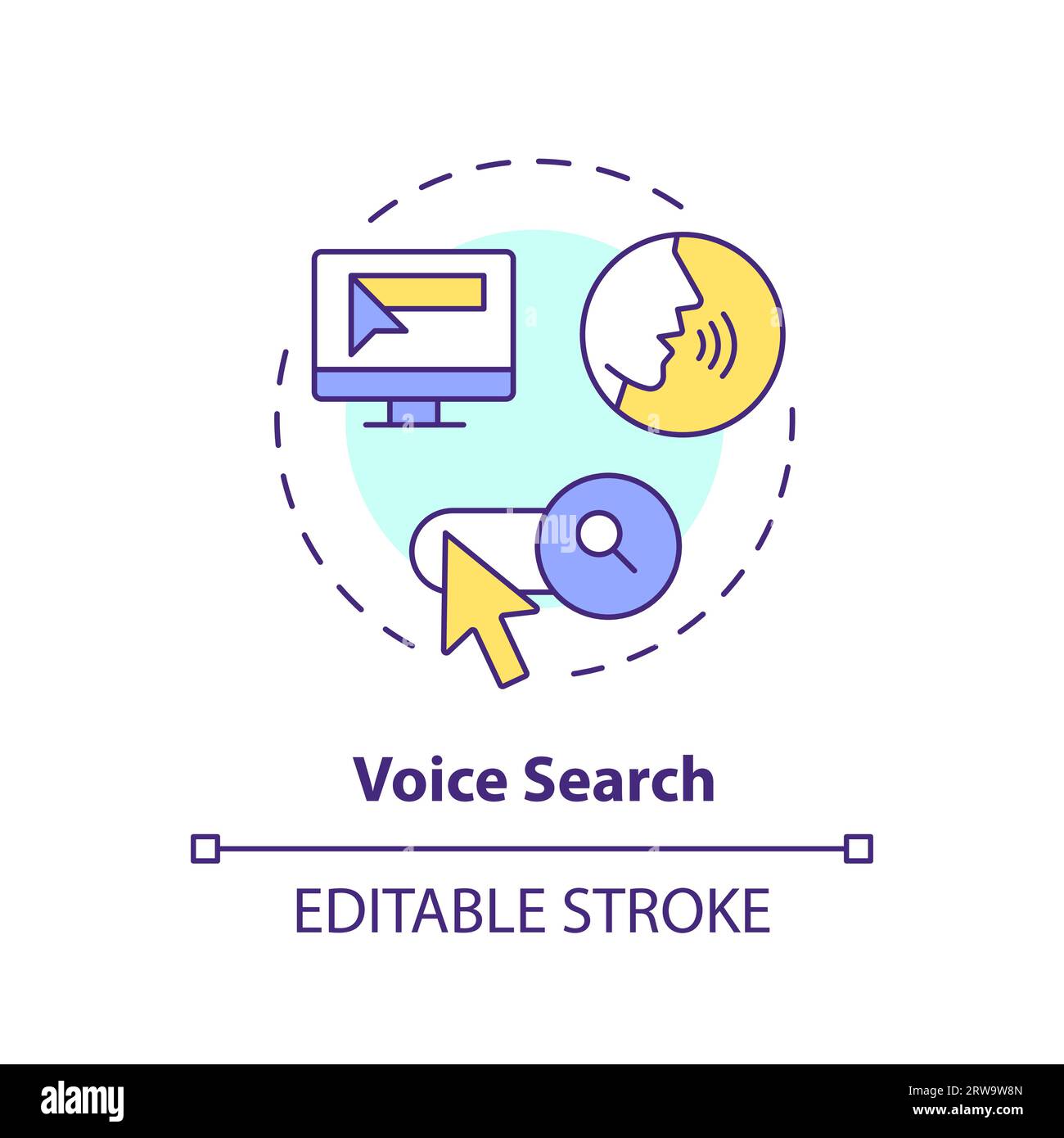 2D customizable voice search line icon concept Stock Vector