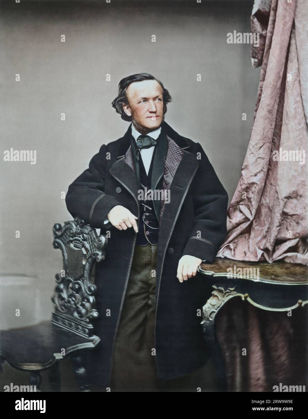 Richard Wagner circa 1860. Photograph by Franz Hanfstaengl. Stock Photo