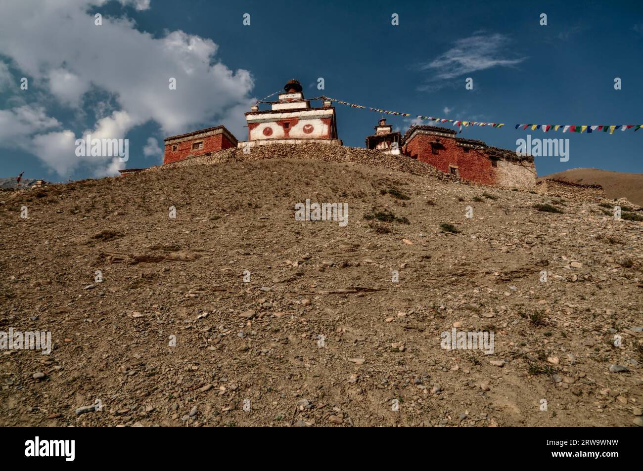 Scenic old shrine in Himalayas mountains in Nepal Stock Photo - Alamy