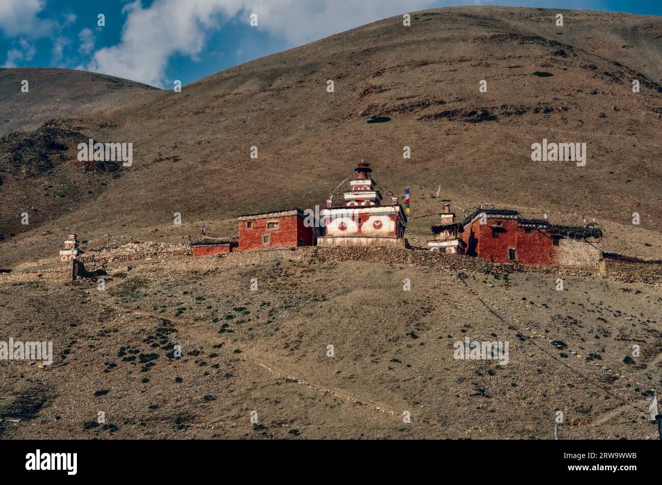 Scenic old shrine in Himalayas mountains in Nepal Stock Photo - Alamy