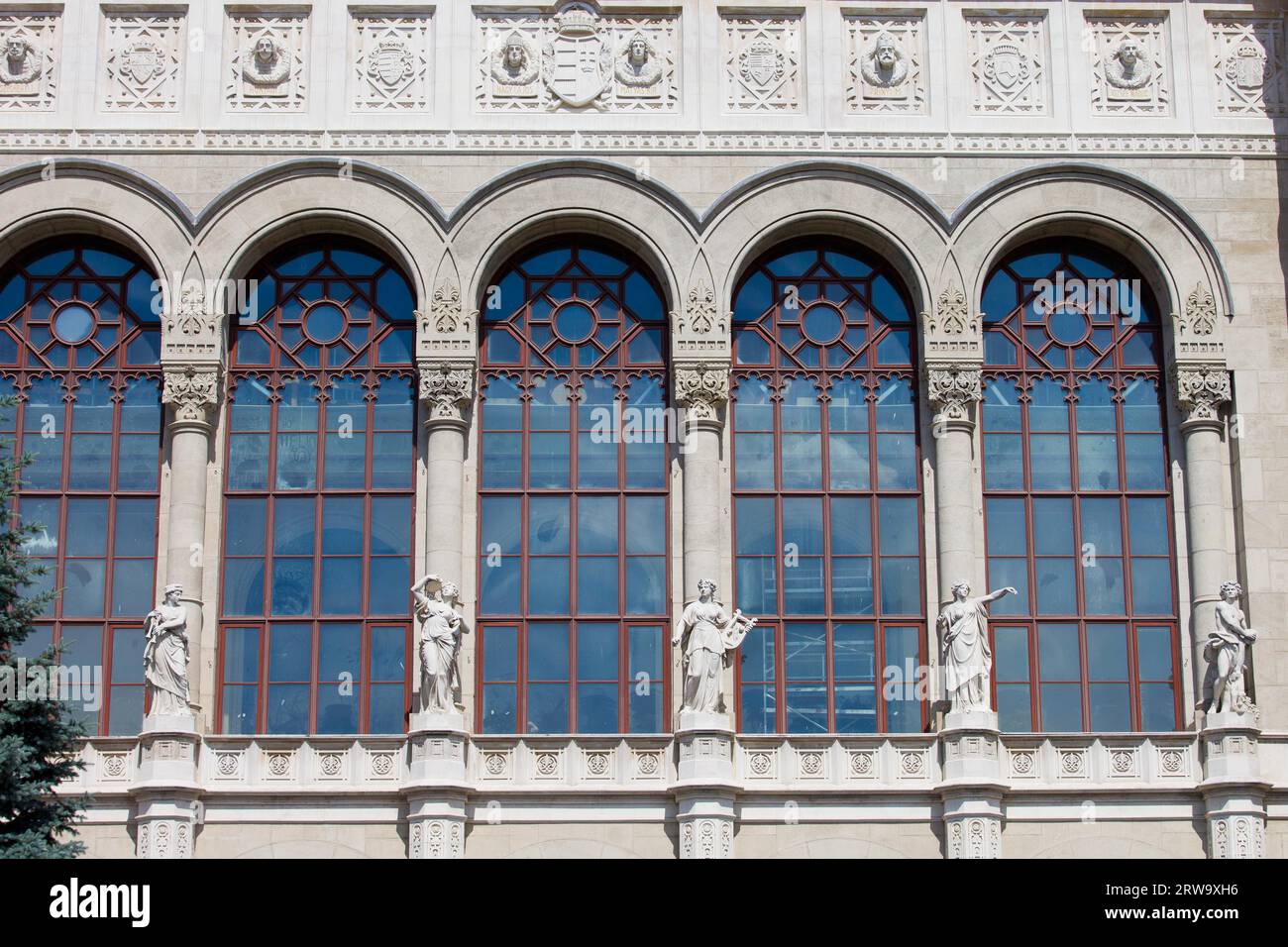 Facade of the 19th century Vigado Concert Hall in Budapest, Hungary Stock Photo