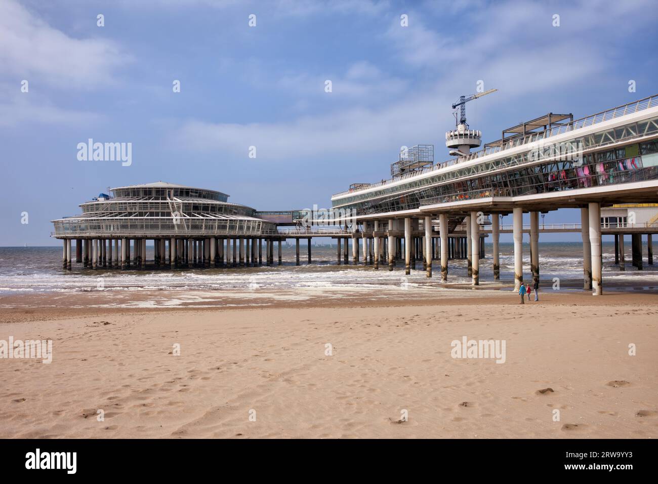 Scheveningen beach and pier by the North Sea in The Hague (Den Haag), South Holland, the Netherlands Stock Photo
