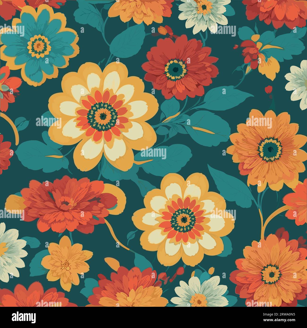 Colorful floral print background. Seamless floral pattern with bright ...