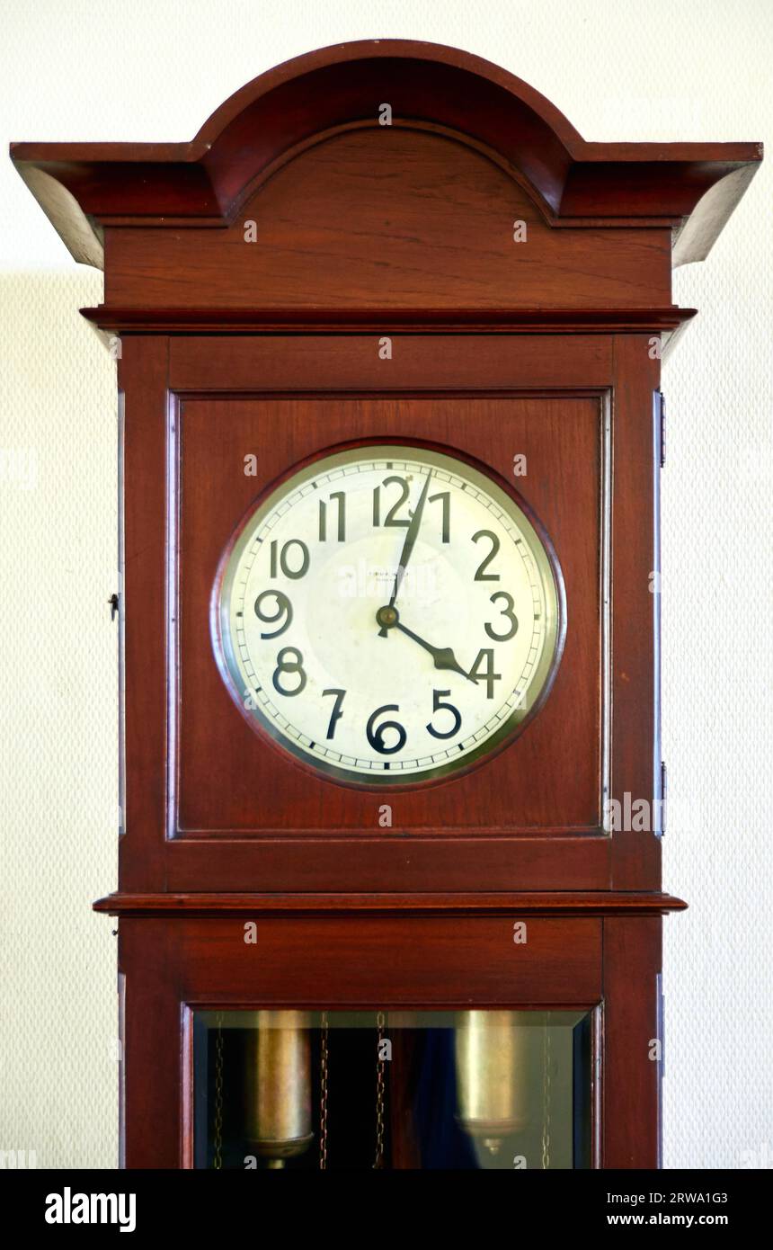 Old wooden grandfather clock Stock Photo Alamy