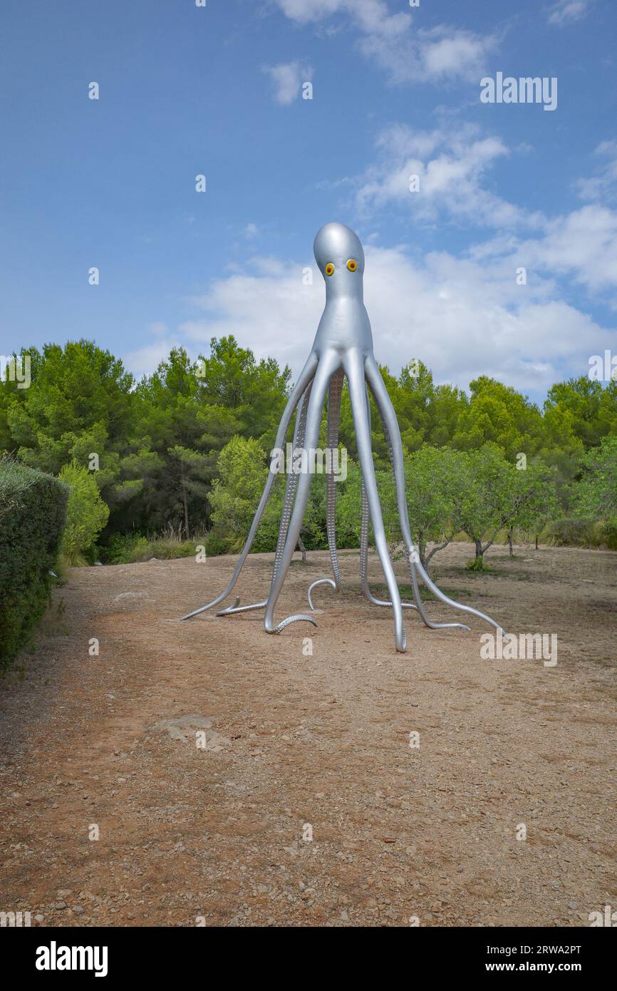 Mallorca, Spain - 30 August, 2023: Kraken art sculpture at the Museu sa Bassa Blanca, Mallorca Stock Photo