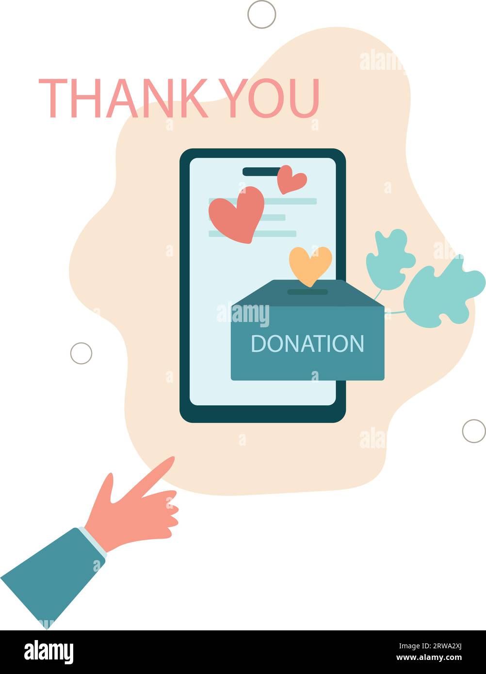 mobile phone with donation box on screen charity concept .flat vector