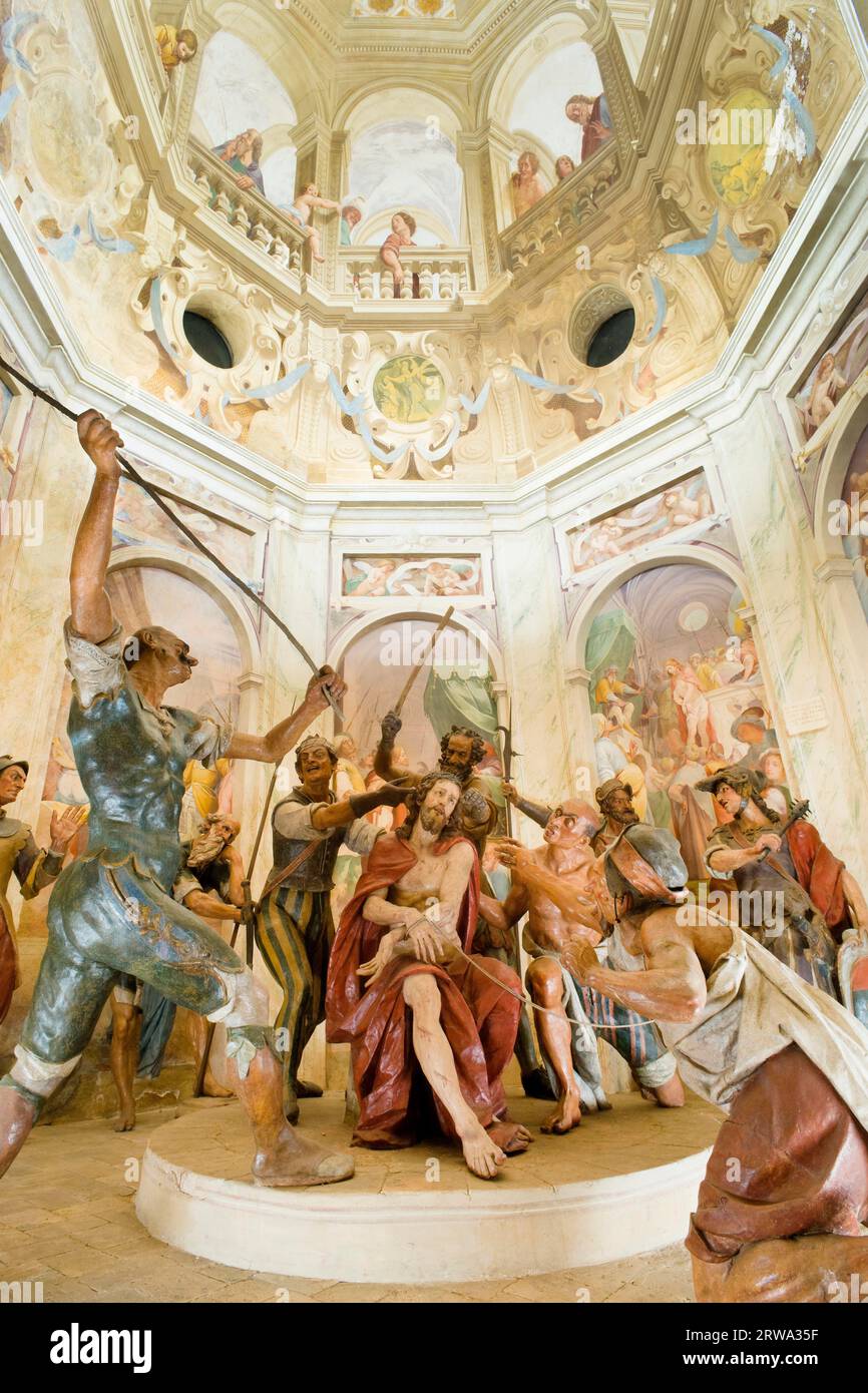 The Mocking of Jesus. Scene of lifesize terracotta figures and