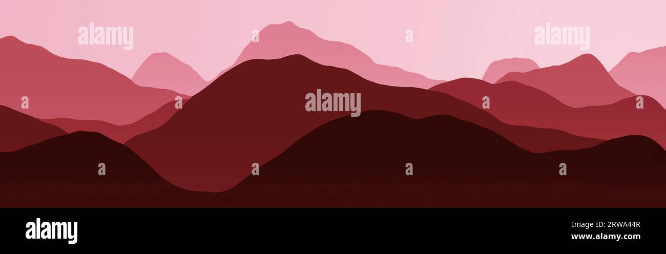 artistic mountains slopes mountainscape - wide cg backdrop illustration ...