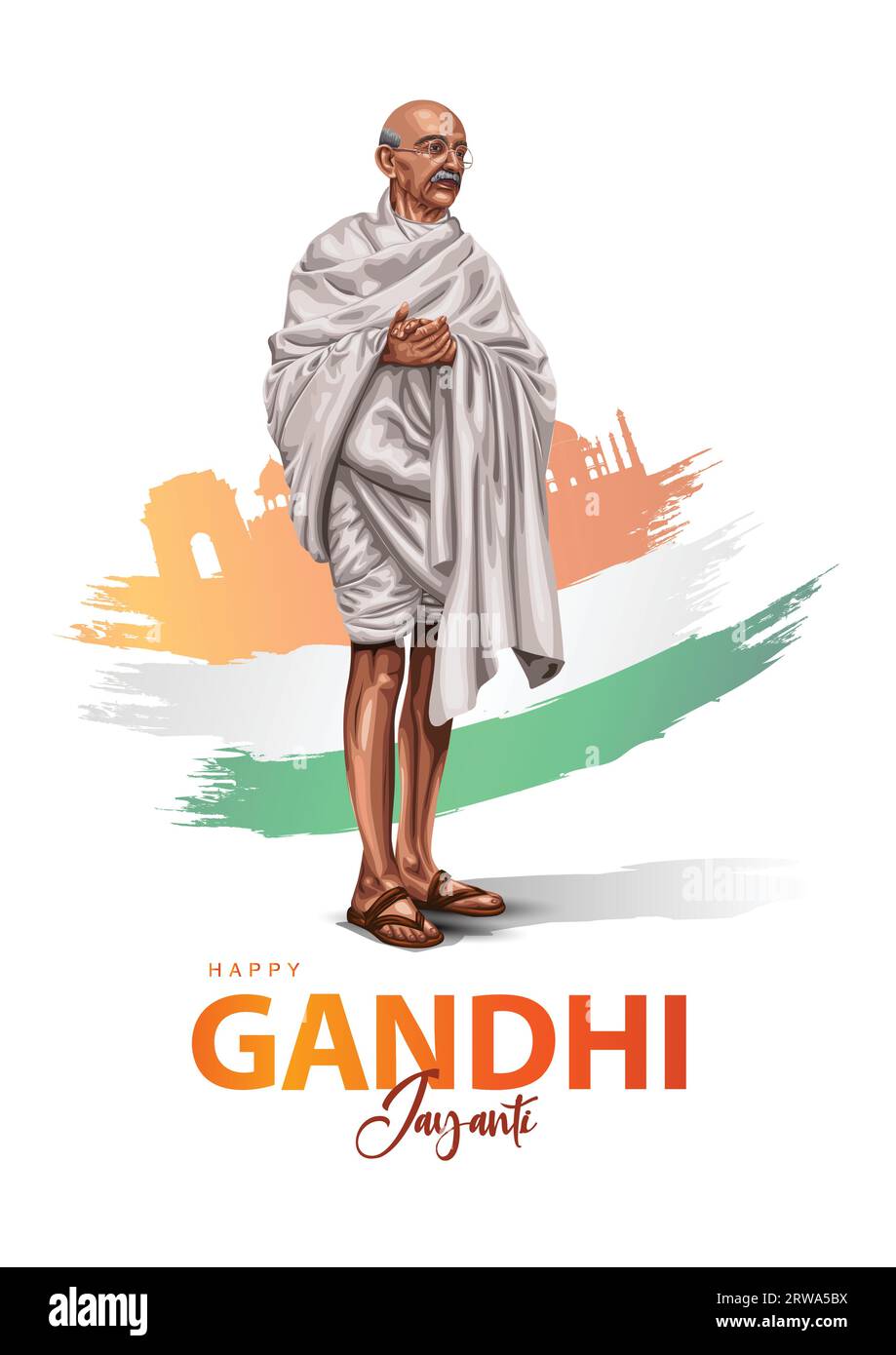 2nd October Happy gandhi jayanti. indian Freedom Fighter Mahatma Gandhi he is known as Bapu. abstract vector illustration design Stock Vector