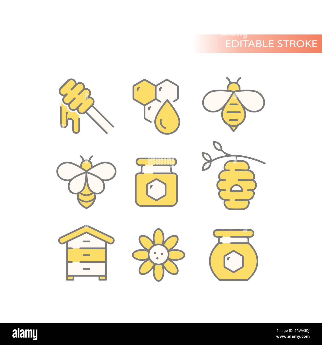 Honey Bee Jar Vector Line Icon Set Beehive Honeycomb Outline Icons Stock Vector Image And Art 4300