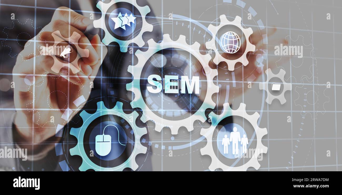 SEM Search Engine Optimization Traffic Website Internet Business Technology Communication Concept. Stock Photo