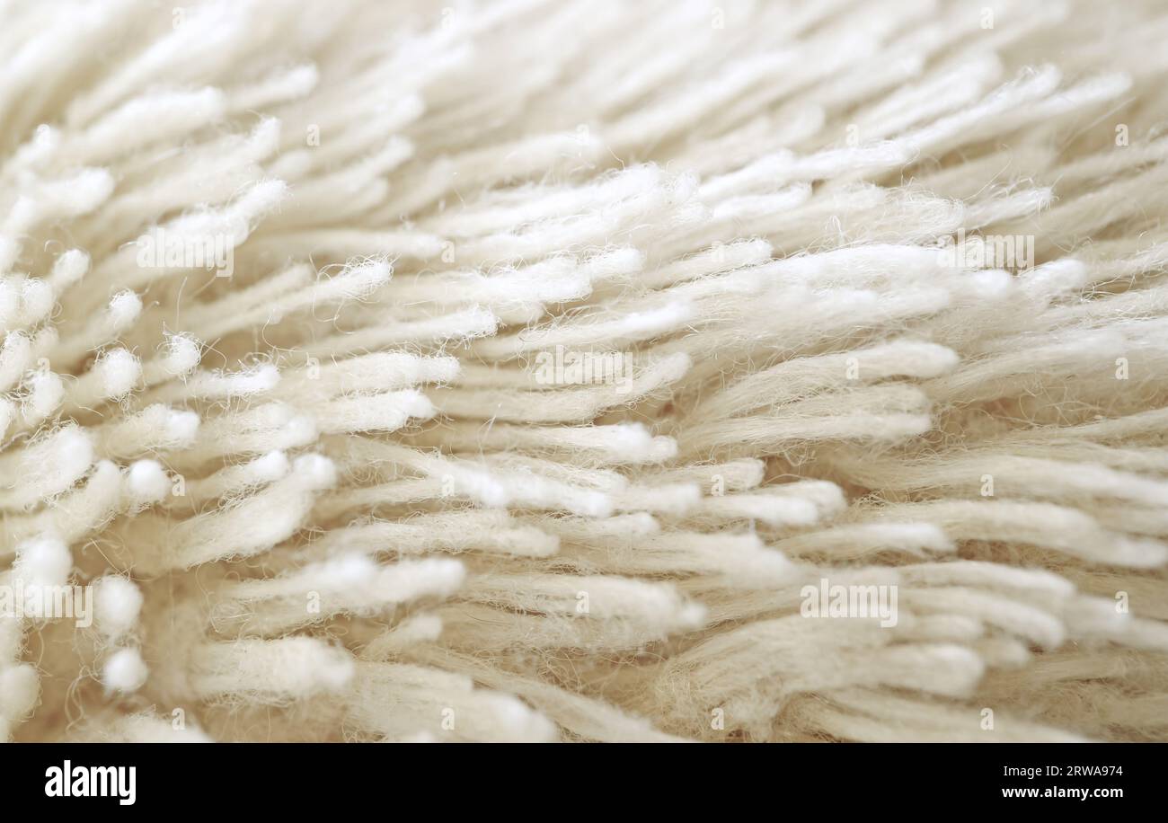Closeup the Texture of White Soft Faux Fur of an Animal Stuffed Doll Stock Photo