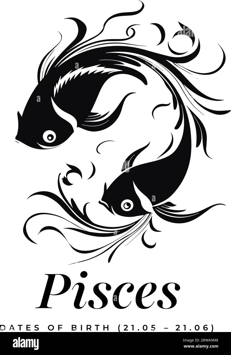 Pisces horoscope sign. Astrology. Birth Horoscope Vector Stock Vector