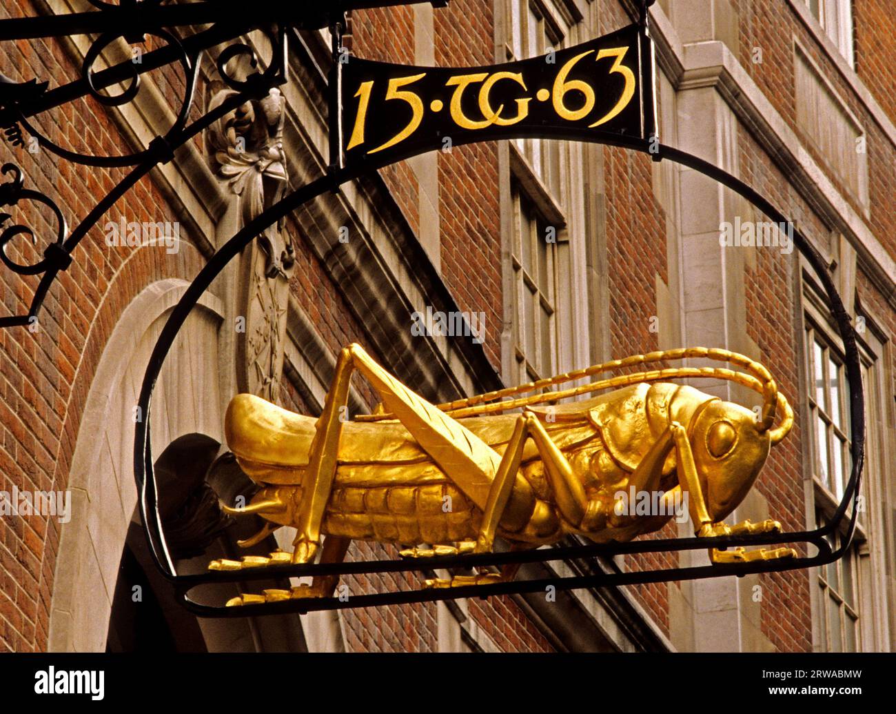 Lombard Street, Martins Bank sign, grasshopper, signs, London, England Stock Photo