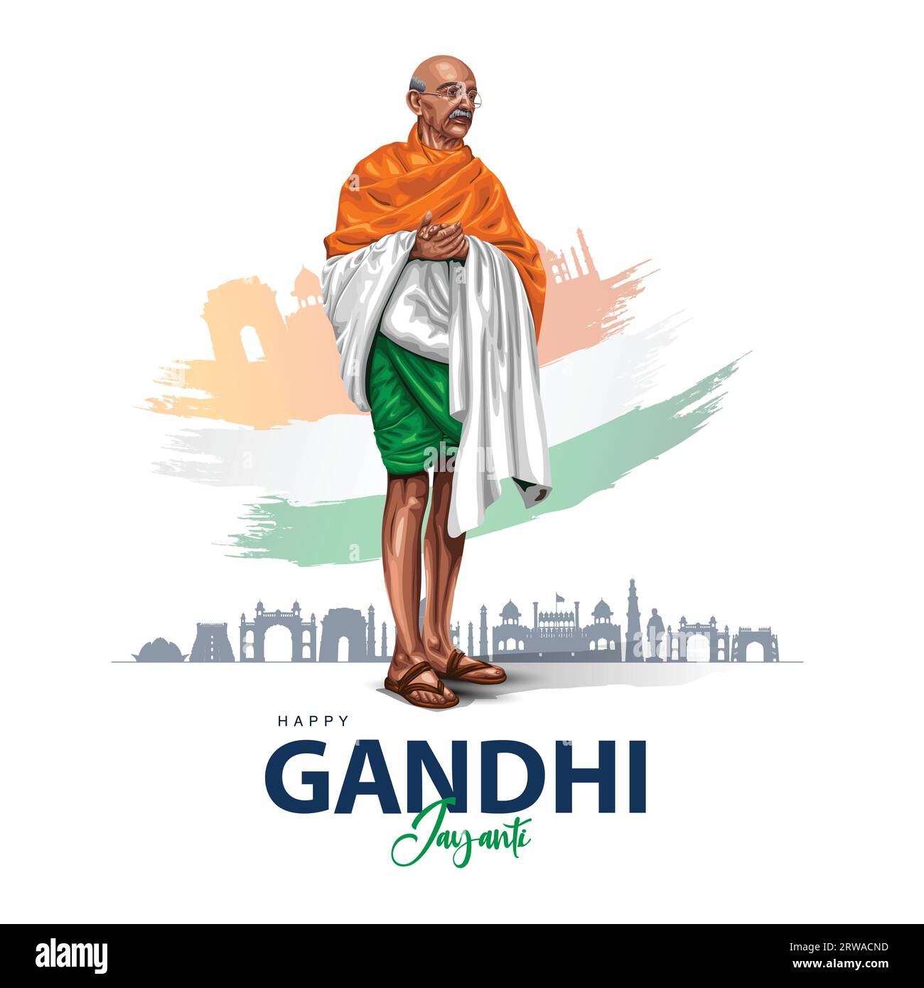 2nd October Happy gandhi jayanti. indian Freedom Fighter Mahatma Gandhi he is known as Bapu. abstract vector illustration design Stock Vector