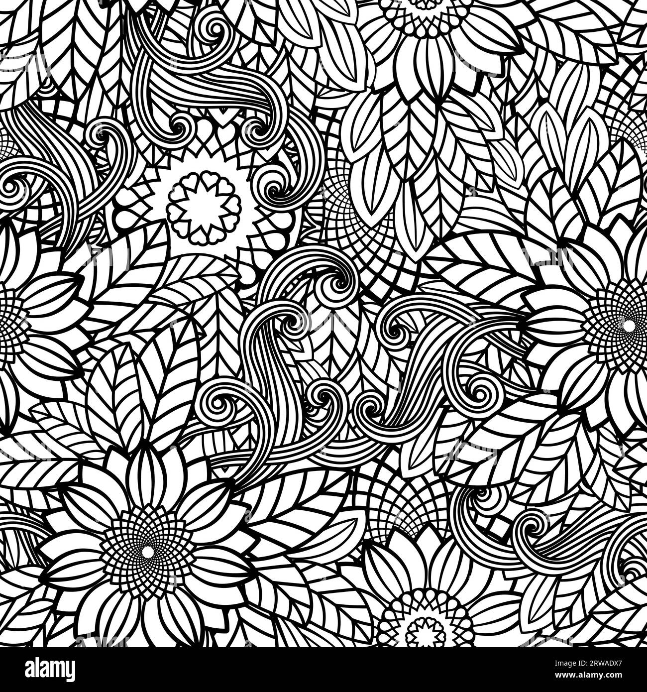 Coloring page with sunflowers Stock Vector Images Alamy