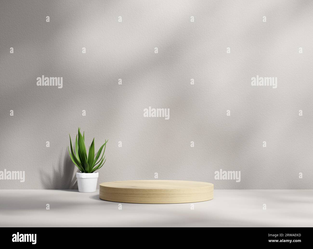 3D rendering platform podium with plant product presentation background ...