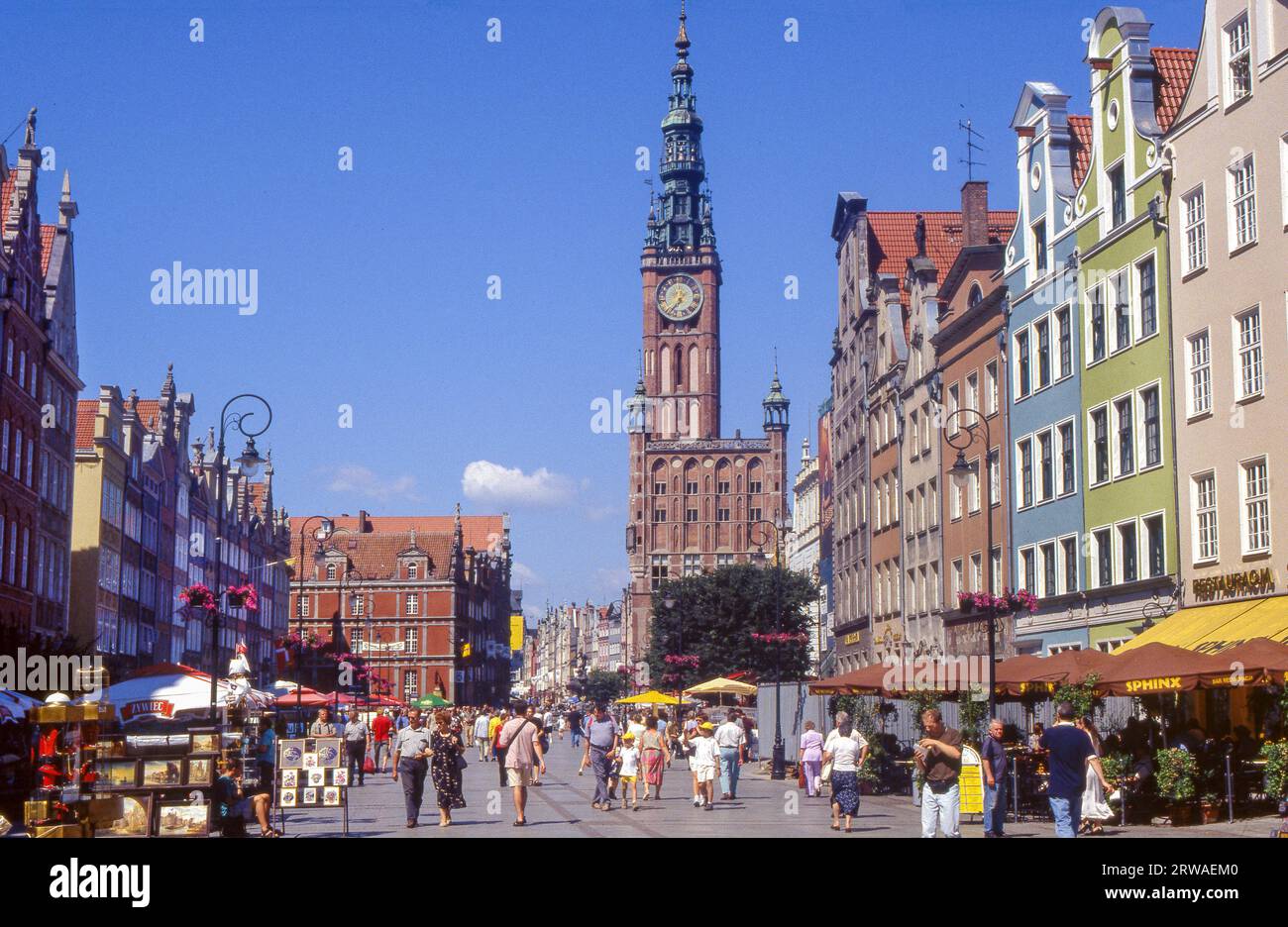 Poland - Gdansk - The Long Street (Ulica Dluga) and the Main Town Hall Stock Photo