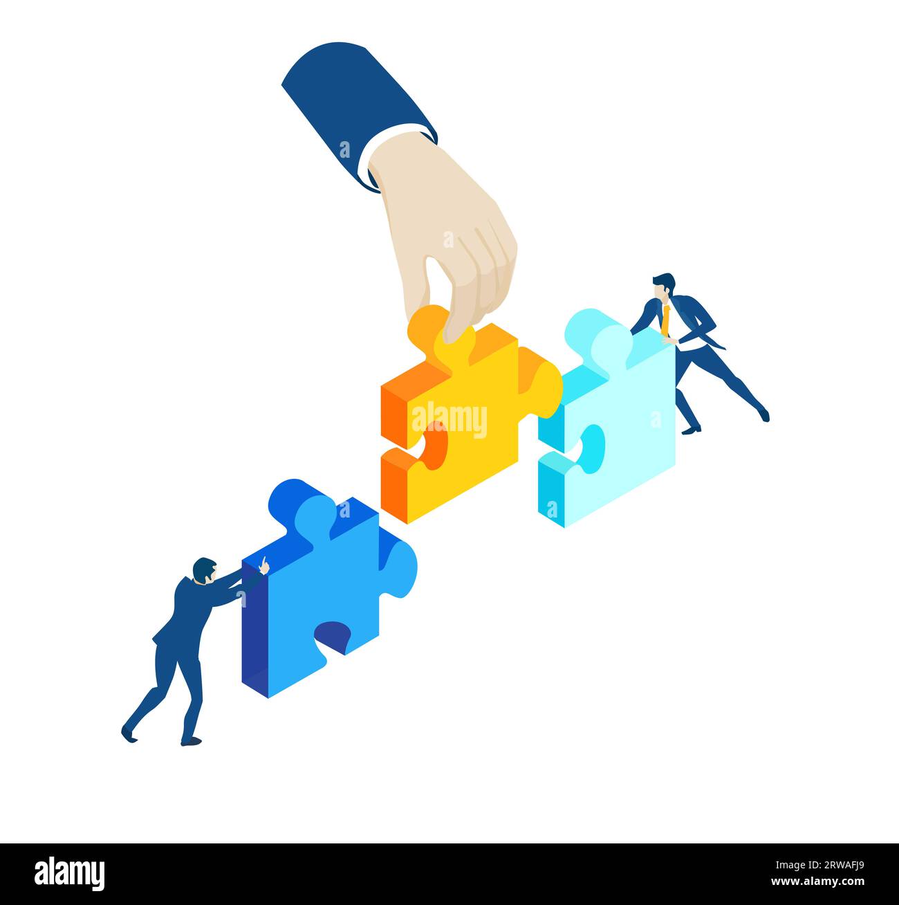 Business people working with puzzles, solving problems, find solution