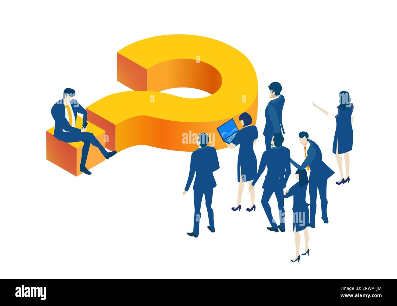 Isometric business concept environment, Business people working around