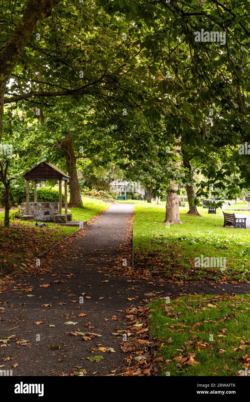 The peaceful leafy Trenance Gardens in Newquay in Cornwall in the UK. Stock Photo