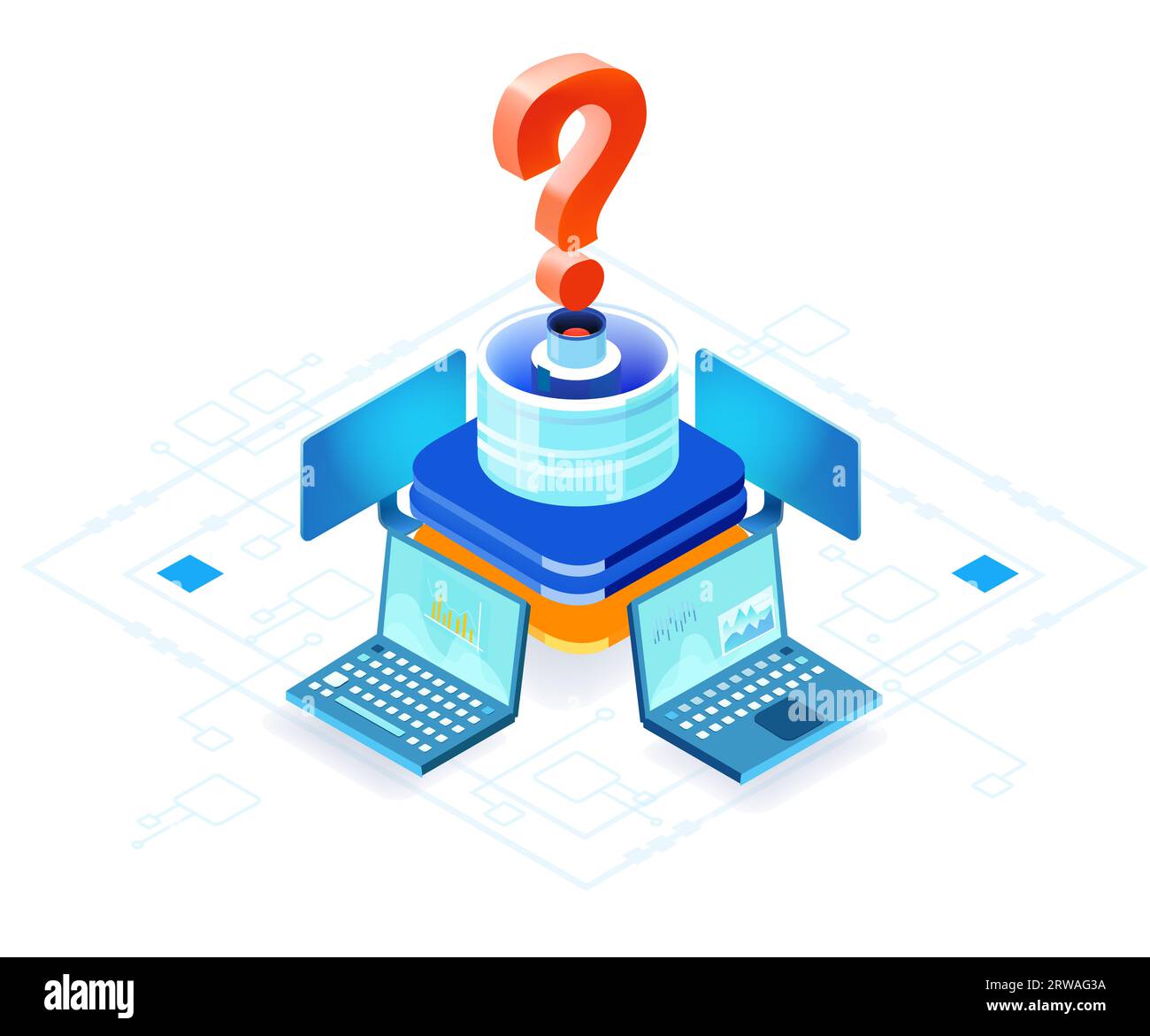 Isometric business concept environment, Business people working around ...