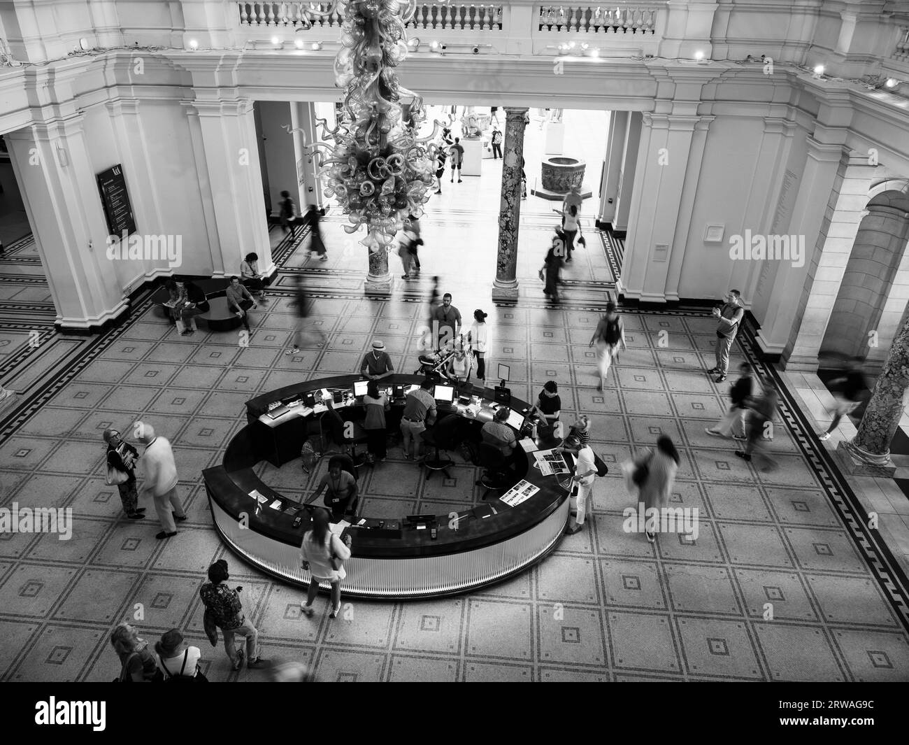 Black and White, Information Desk at the Entrance of V&A Museum, V&A