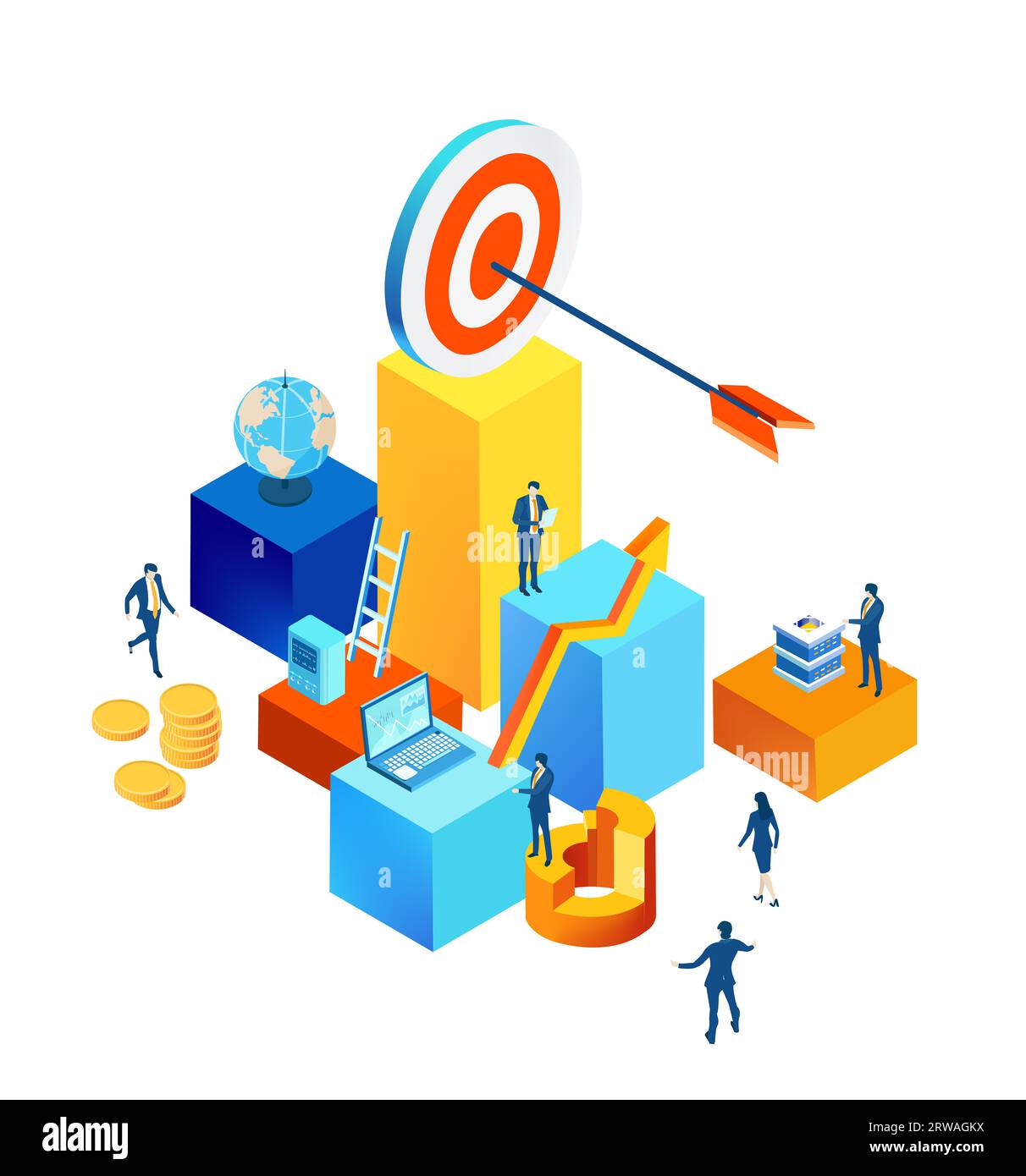 Businessman solve diagram Cut Out Stock Images & Pictures - Alamy