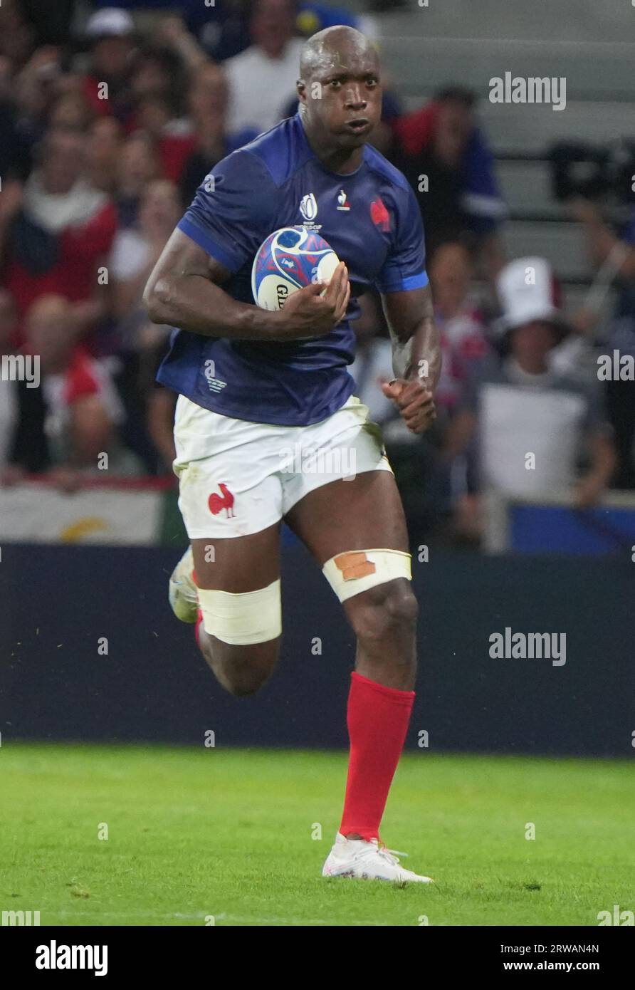 Sekou MACALOU of France during the World Cup 2023, Pool A rugby union match between France and Uruguay on September 14, 2023 at Pierre Mauroy stadium in Villeneuve-d'Ascq near Lille, France - Photo Laurent Lairys / DPPI Stock Photo