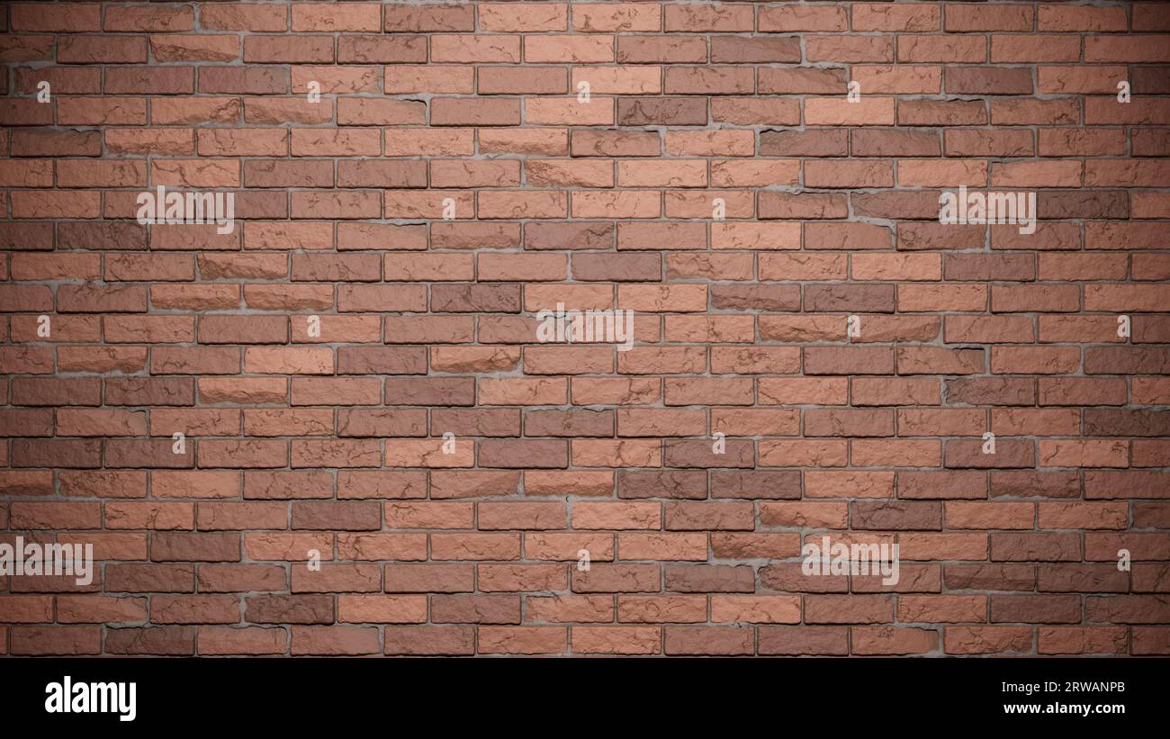 Brick wall red color on cement mortar. Brick background. 3d render Stock Photo