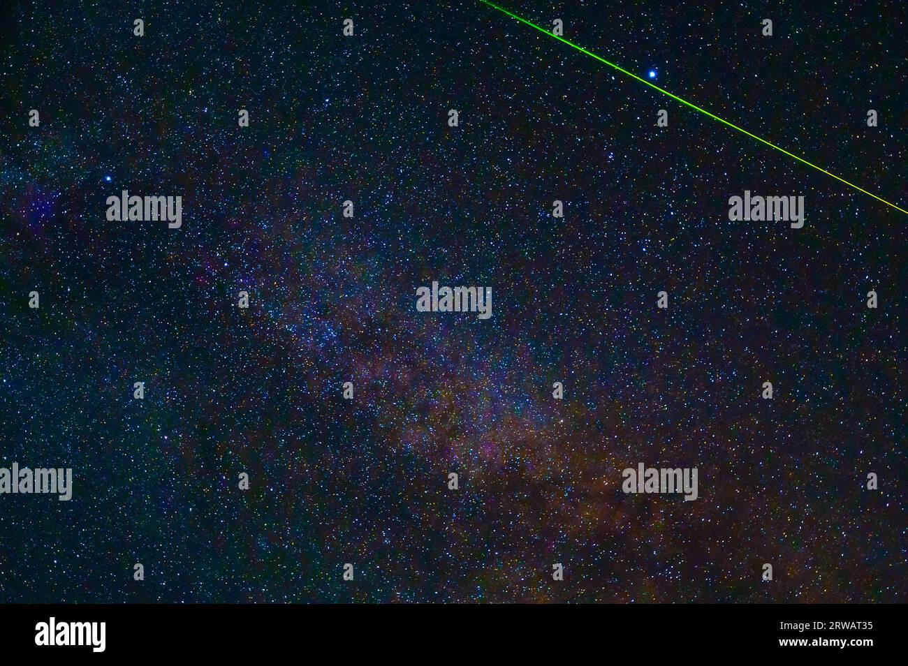 starry night sky with the Milky way and shooting stars, meteorites and ...