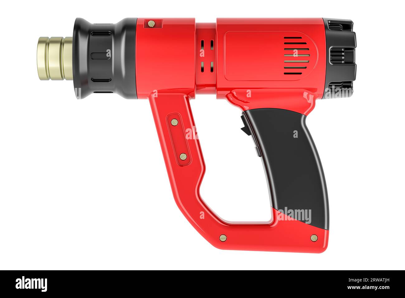 Heat gun, red color. 3D rendering isolated on white background Stock