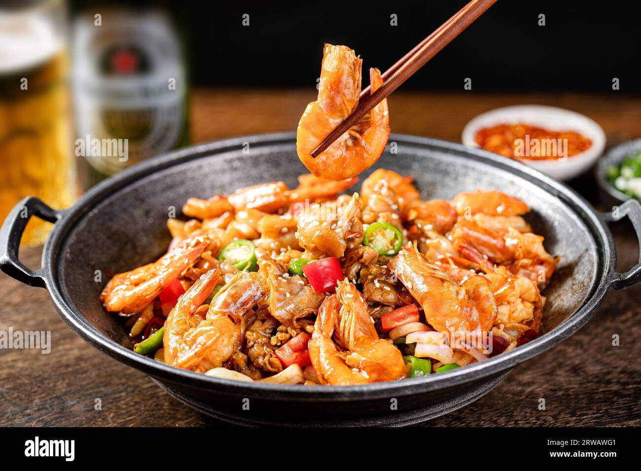 stir fried bullFrog and shrimp Stock Photo Alamy